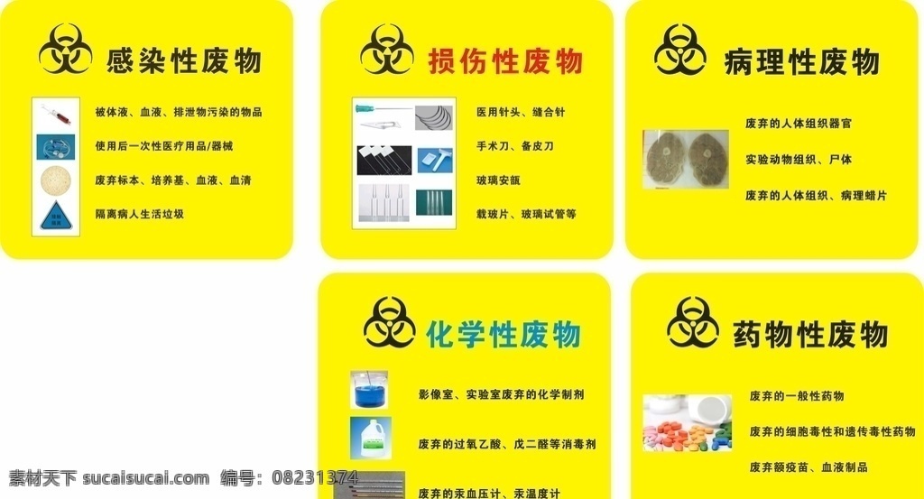 医院废物 感染性废物 损伤性废物 病理性废物 化学性废物 药物性废物 废物标志 医院