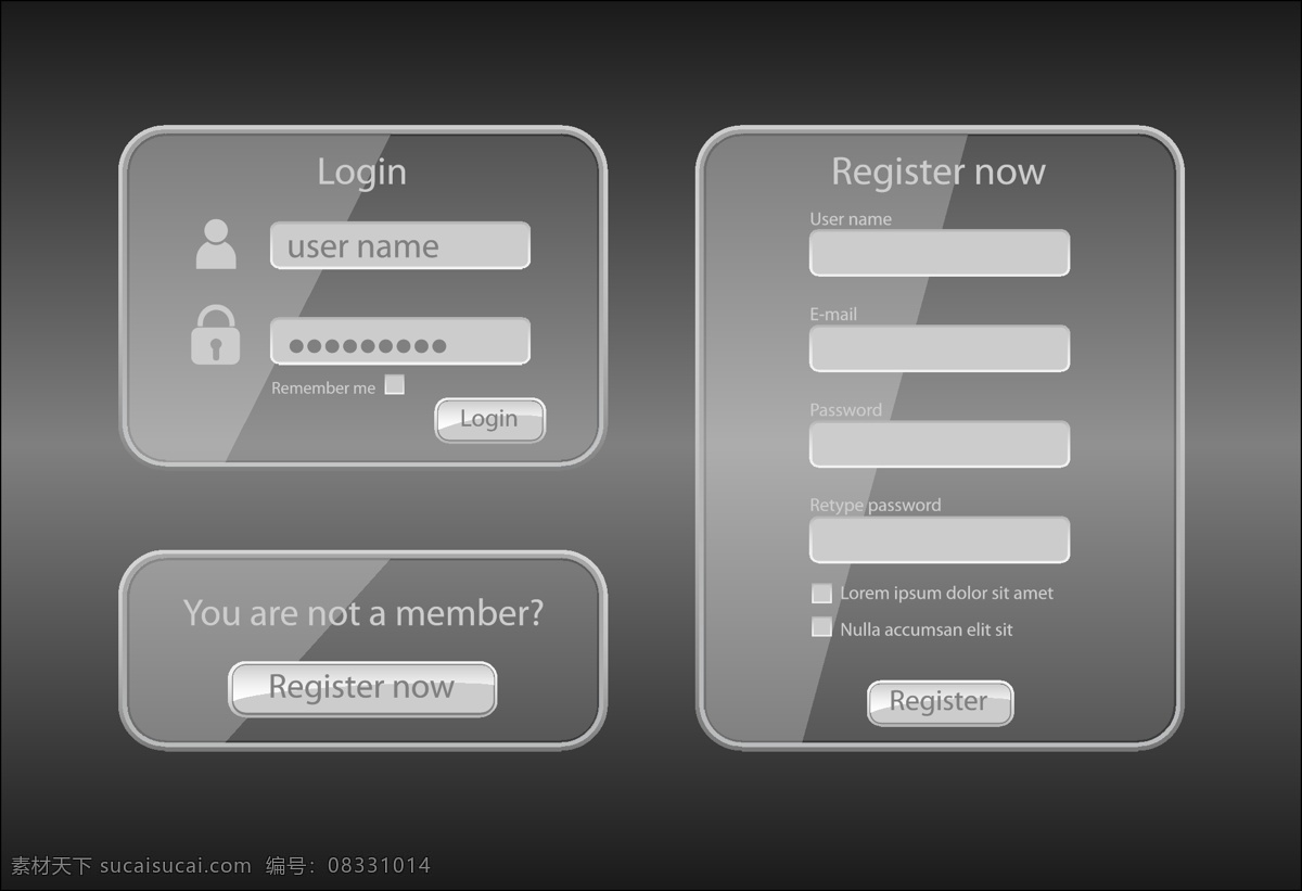 创意 透明 登陆 界面 矢量图 登陆界面 矢量 网页素材 网页界面设计