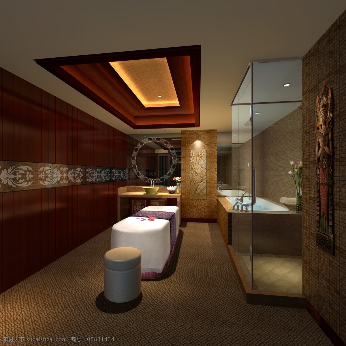 美容院 包间 spa 东南亚风格 环境设计 室内设计 设计素材 模板下载 美容院包间 家居装饰素材