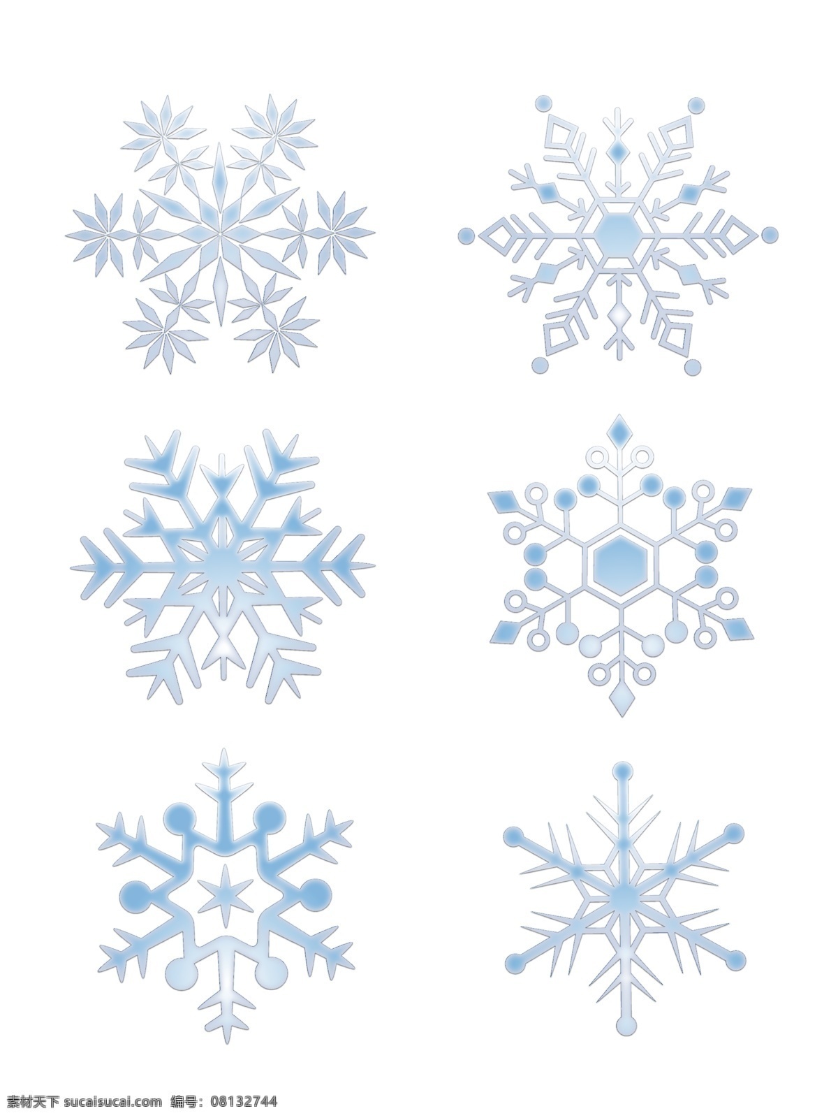冬季 小寒 大寒 冬至 节气 渐变 雪花 矢量 元素 冬日 白色