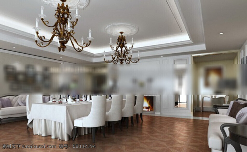 餐厅 3d 模型 3d模型下载 3dmax 现代风格模型 家具模型 家居家装 欧式风格 复古 古典