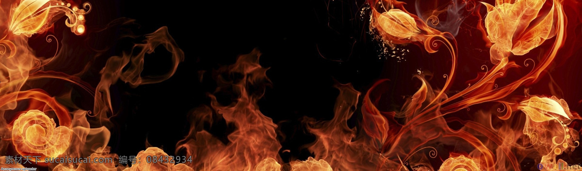 火焰 花纹 背景 banner 黑色