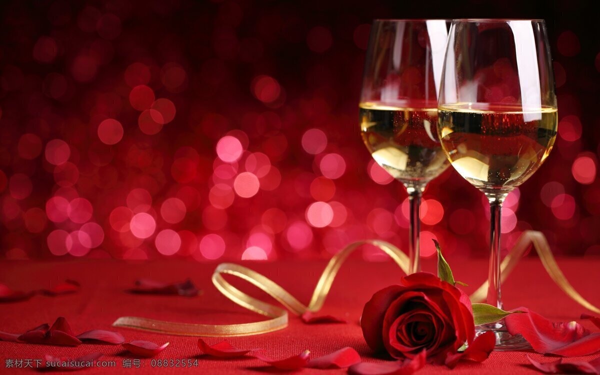 香槟 玫瑰 虚化灯光 情人节 浪漫 红酒 干红 酒杯 高脚杯 玻璃杯 餐饮美食酒水 餐饮美食 饮料酒水 红色