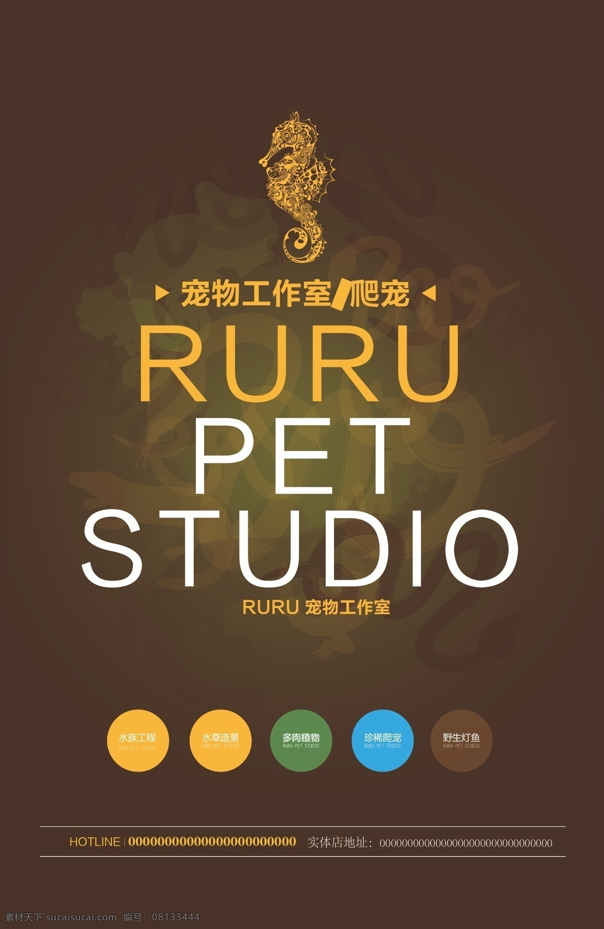 爬 宠 类 版式 动物剪影 海马 爬宠 海报 原创设计 原创海报