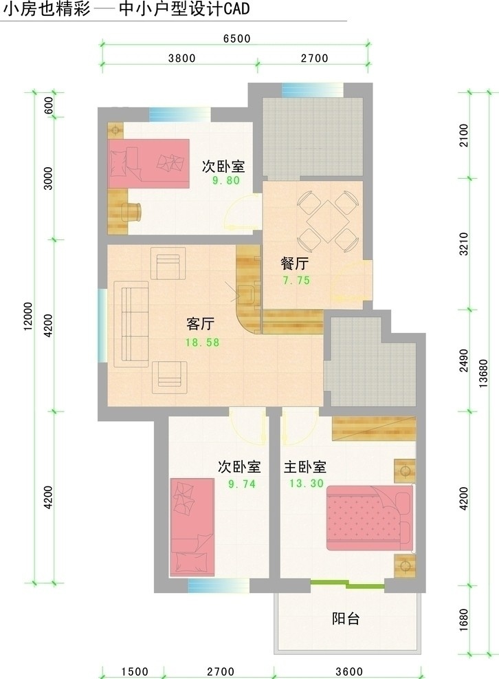 cad三房 二厅平面图 cad 平面 布置图 平面图 小房平面图 二 厅 三房 图 图纸 室内设计 建筑家居 矢量