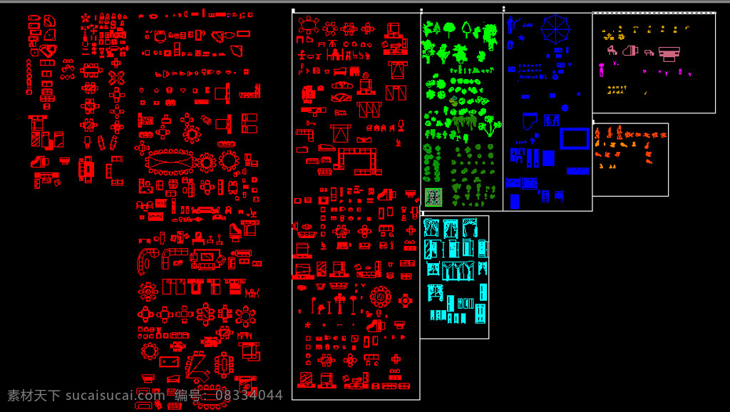 室内平面素材 cad 室内 图块 dwg 黑色