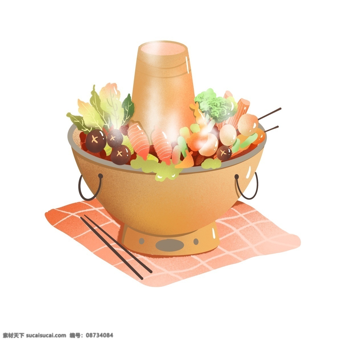 冬日 吃 火锅 羊肉 元素 吃火锅 食物 蔬菜 涮火锅 小清新平涂