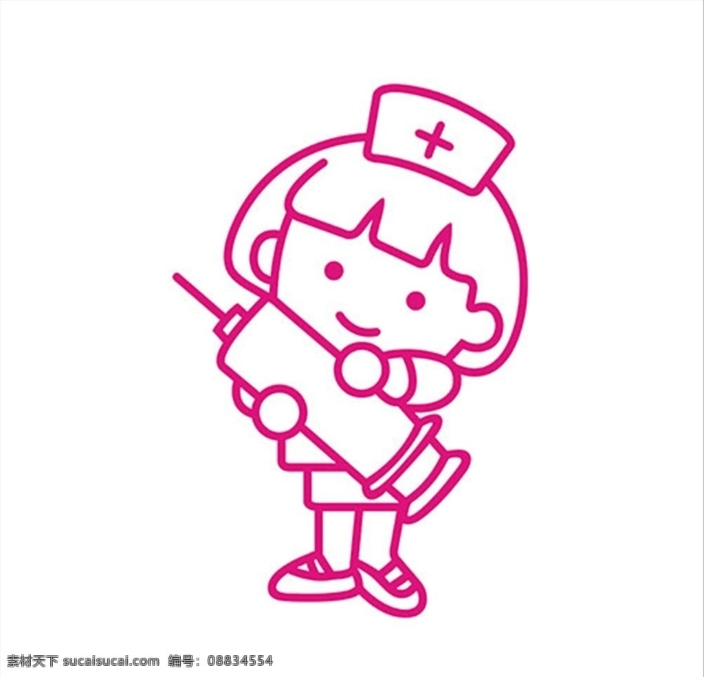 护士 矢量图 护士cdr 护士矢量图 线描护士 打针的护士 动漫动画 动漫人物