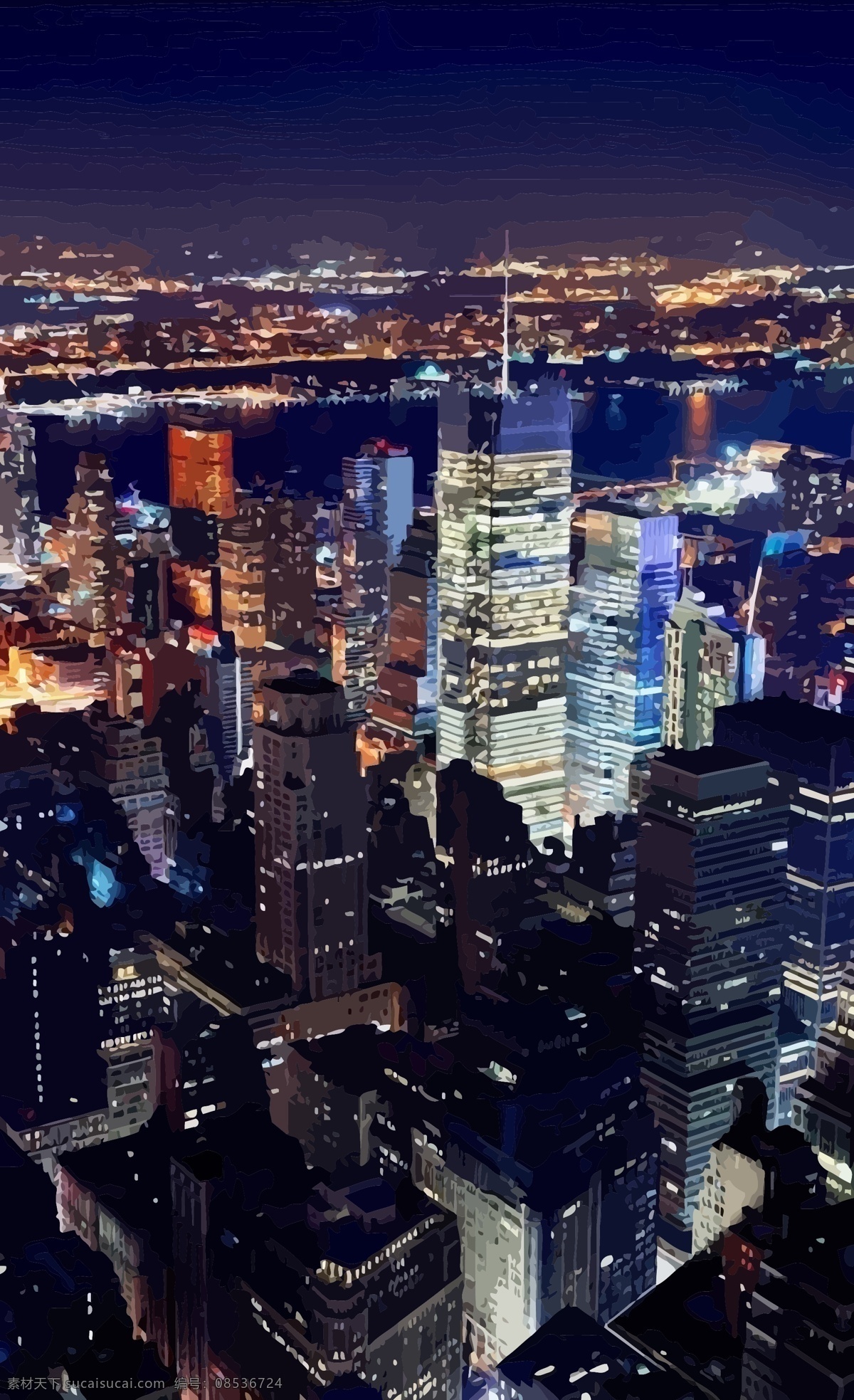 时尚夜景 装饰图案 简约