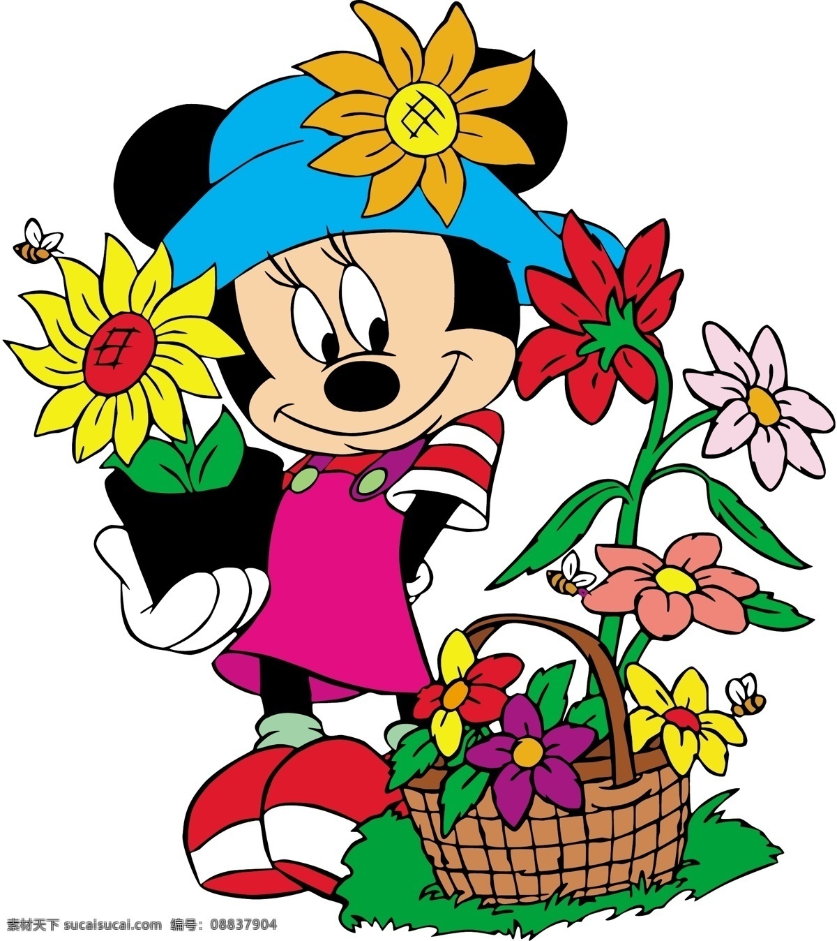 米尼 花朵 花篮 绿叶 其他矢量 矢量素材 矢量图库 米尼矢量素材 米尼模板下载 日常生活