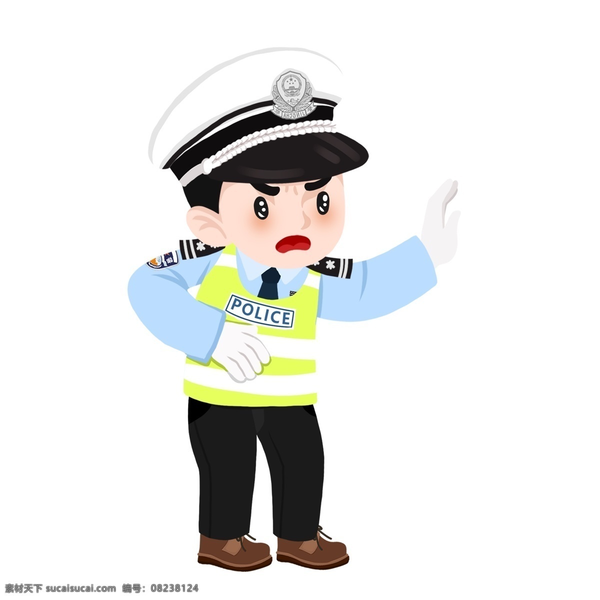 卡通 q 版 交警 人物 插画 可爱 警察 q版