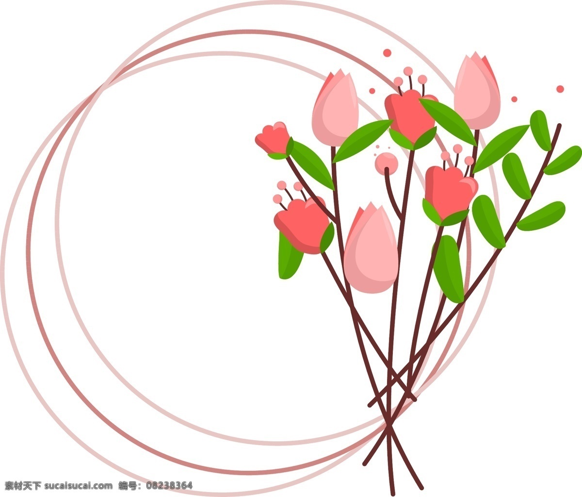 花朵 爱心 元素 装饰 图案 商用 圆圈 标签