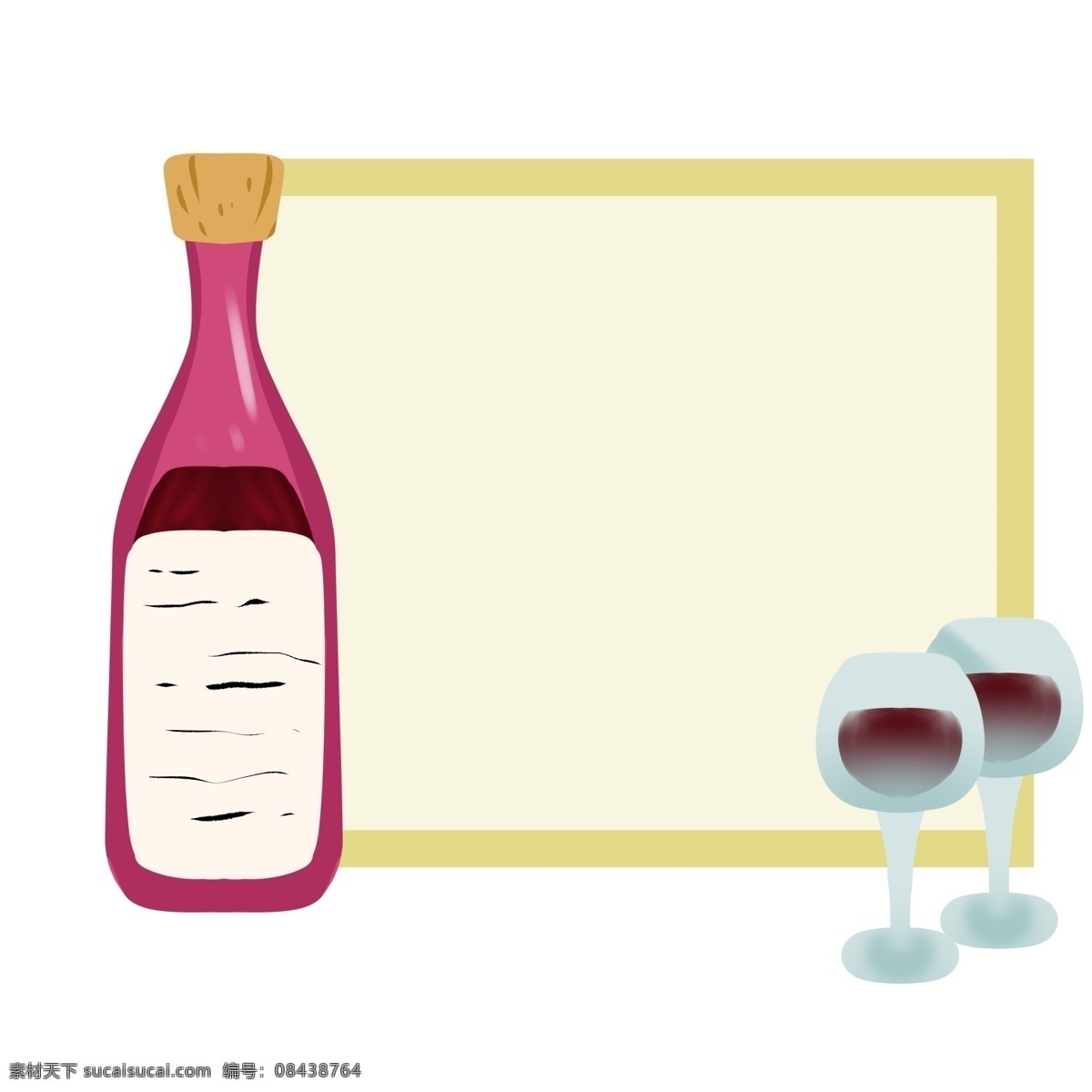 红葡萄酒 装饰 边框 插画 红酒酒杯边框 方形黄色边框 红酒 高脚杯 红葡萄酒边框 创意边框 葡萄酒边框