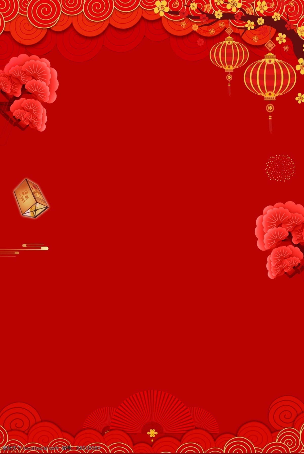 2019 春节 灯笼 祥云 背景 新年背景 元旦 新年背景素材 新年背景图 猪年 猪年背景 新年 猪年元旦 大红喜庆 剪纸风