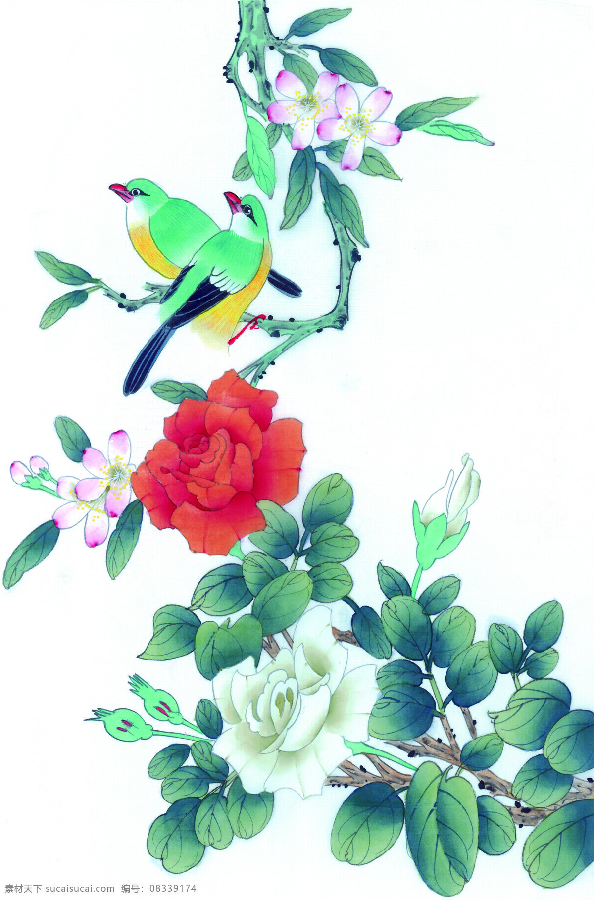 中国 风 花 牡丹 芍药 桃花 喜鹊 小鸟 中国风 中华艺术绘画 文化艺术