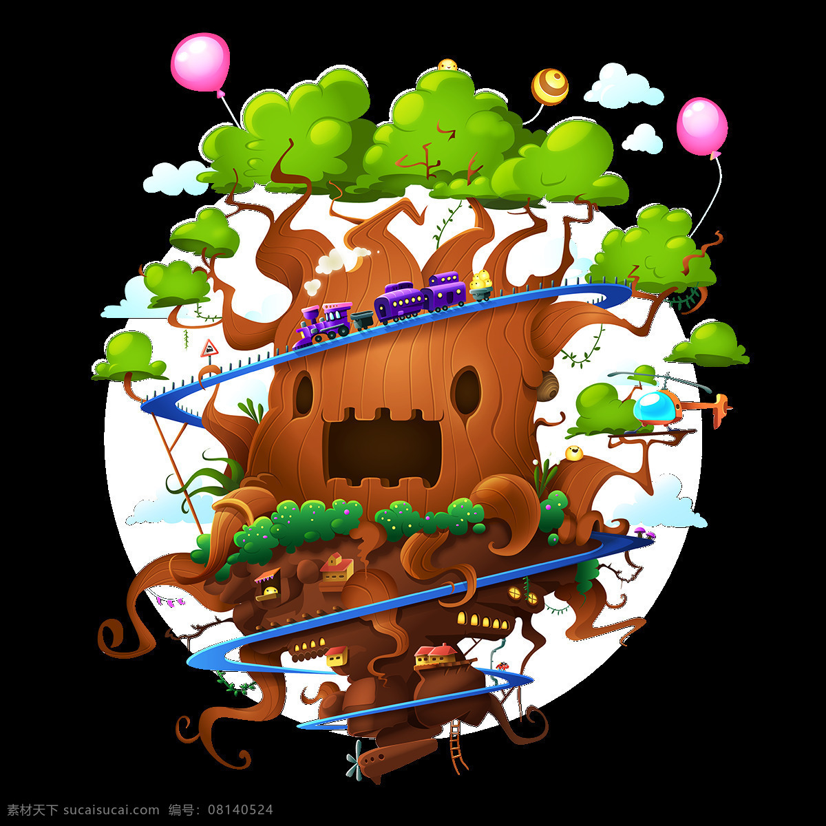 卡通 小树 妖 元素 png元素 动漫 儿童 免抠元素 气球 透明素材 小妖精 娱乐