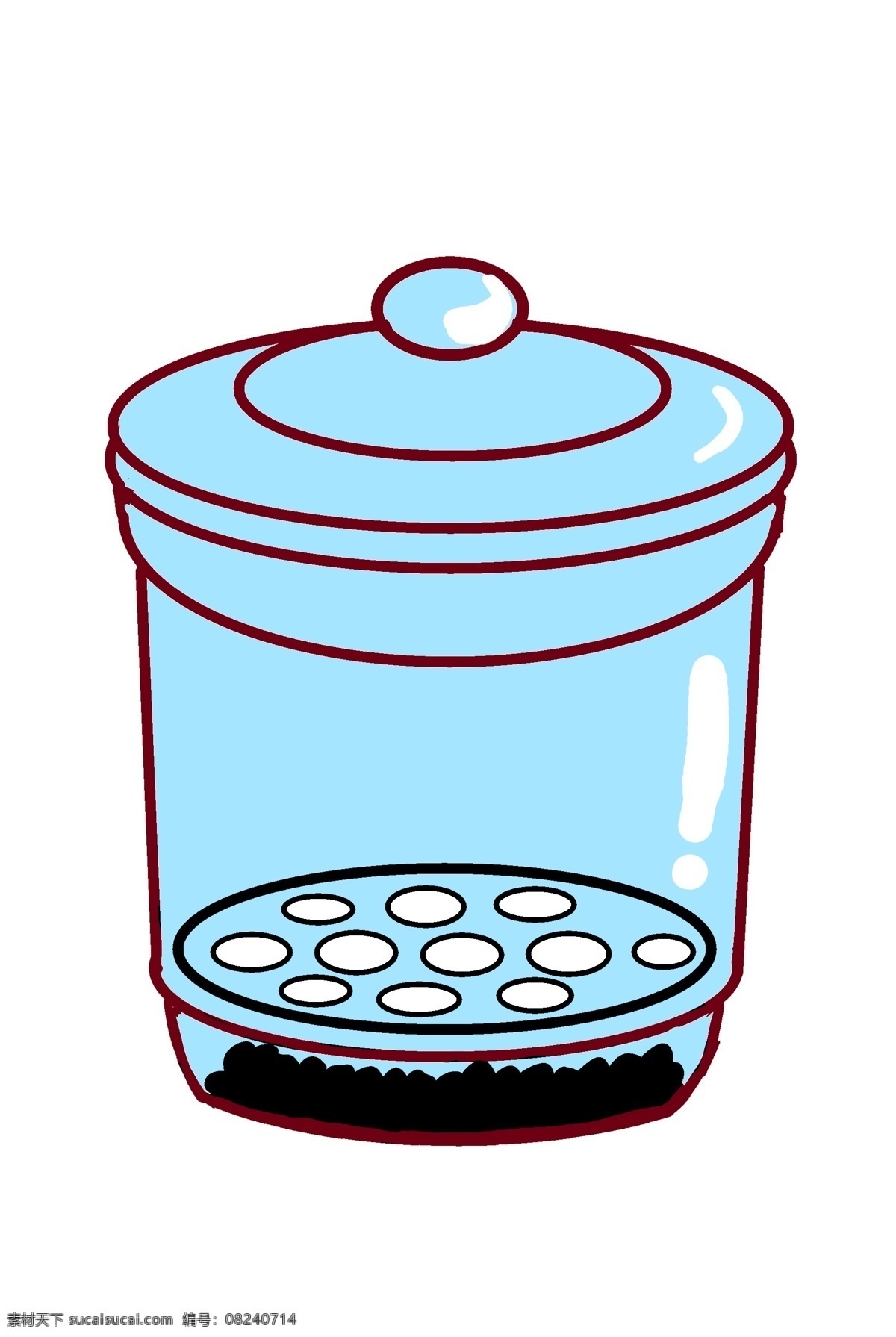 蓝色 干燥器 卡通 插画 蓝色干燥器 玻璃制品 科学 现代科技 化学器械 实验室 实验用品 化验 卡通插画
