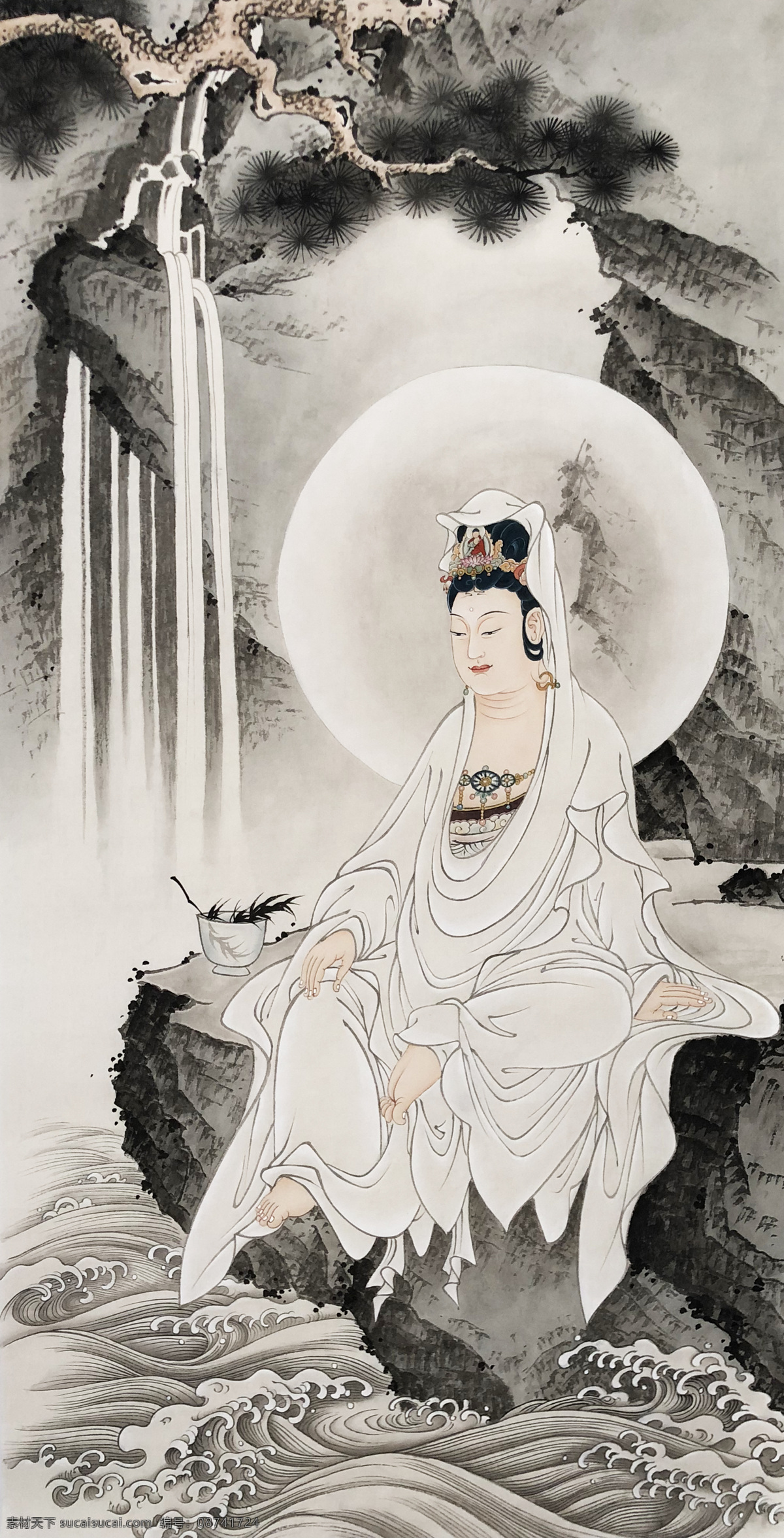 白衣观音 观音 工笔观音 观音菩萨 水墨观音 文化艺术 绘画书法