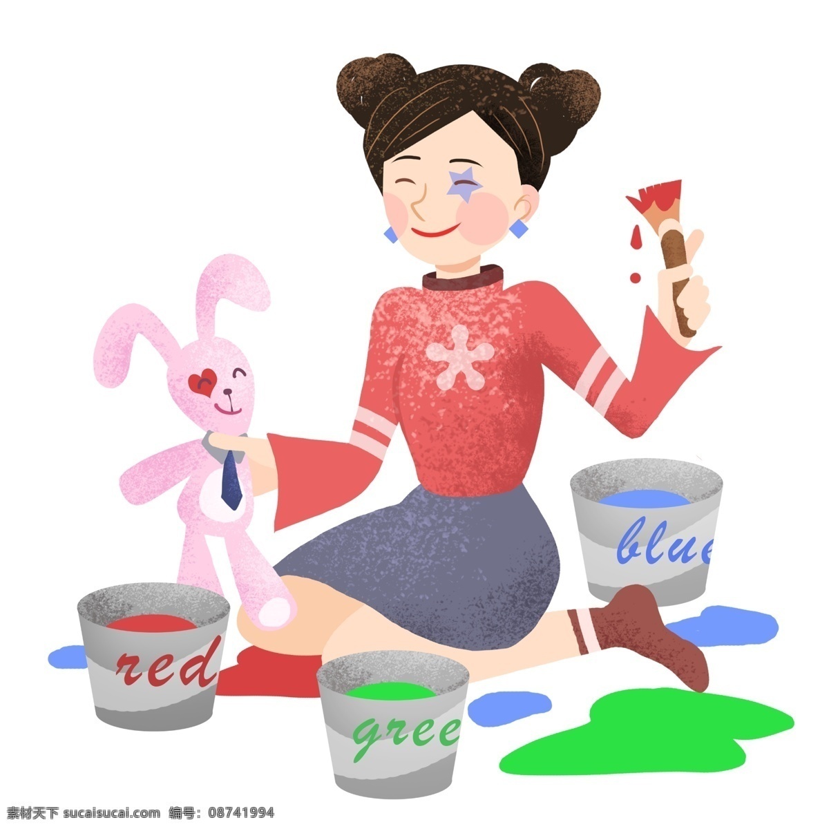 愚人节 美食 女孩 插画 吃美食的女孩 卡通插画 愚人节插画 愚人节快乐 愚人节整蛊 开玩笑 开心的女孩