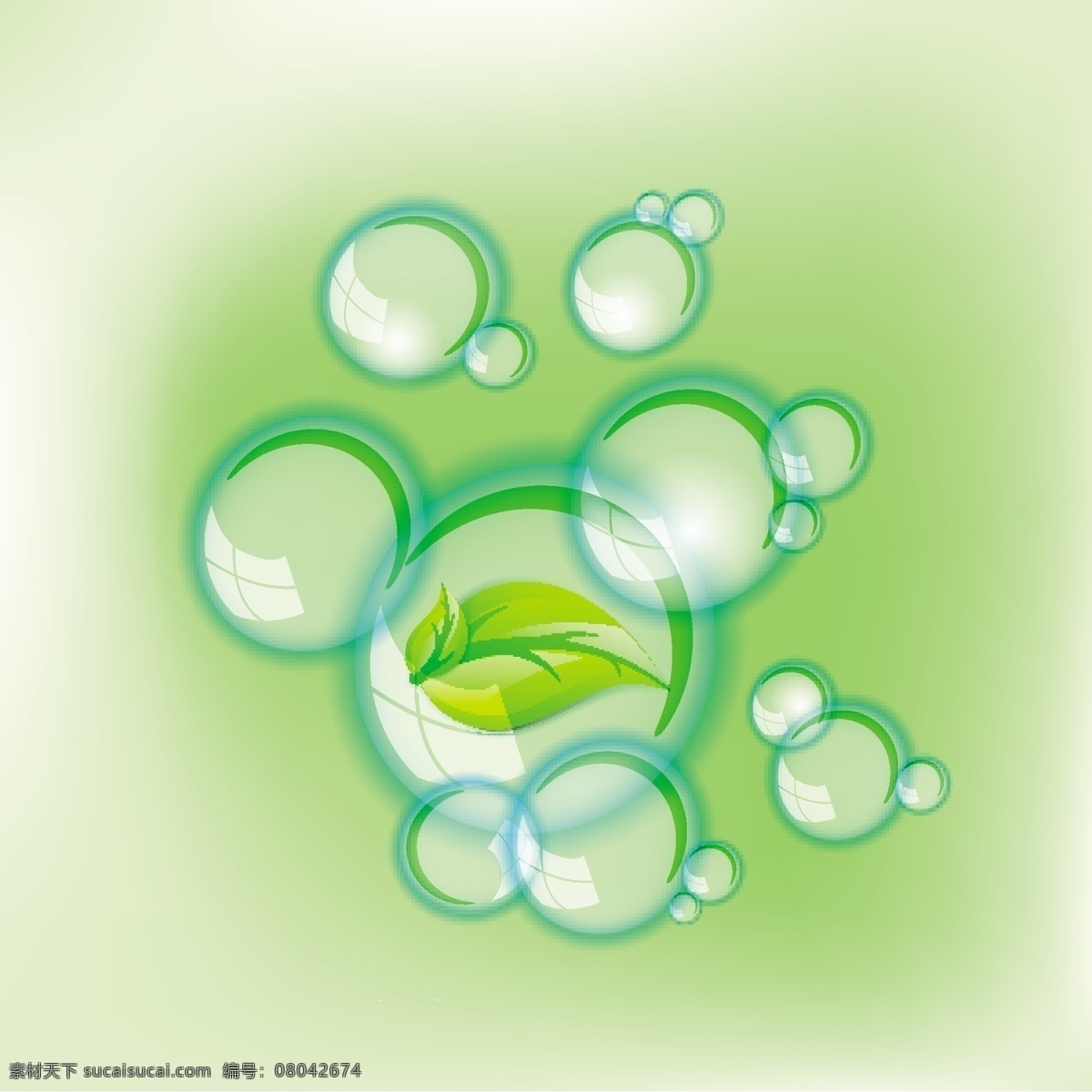 生态 自然观 绿色 叶 水 气泡