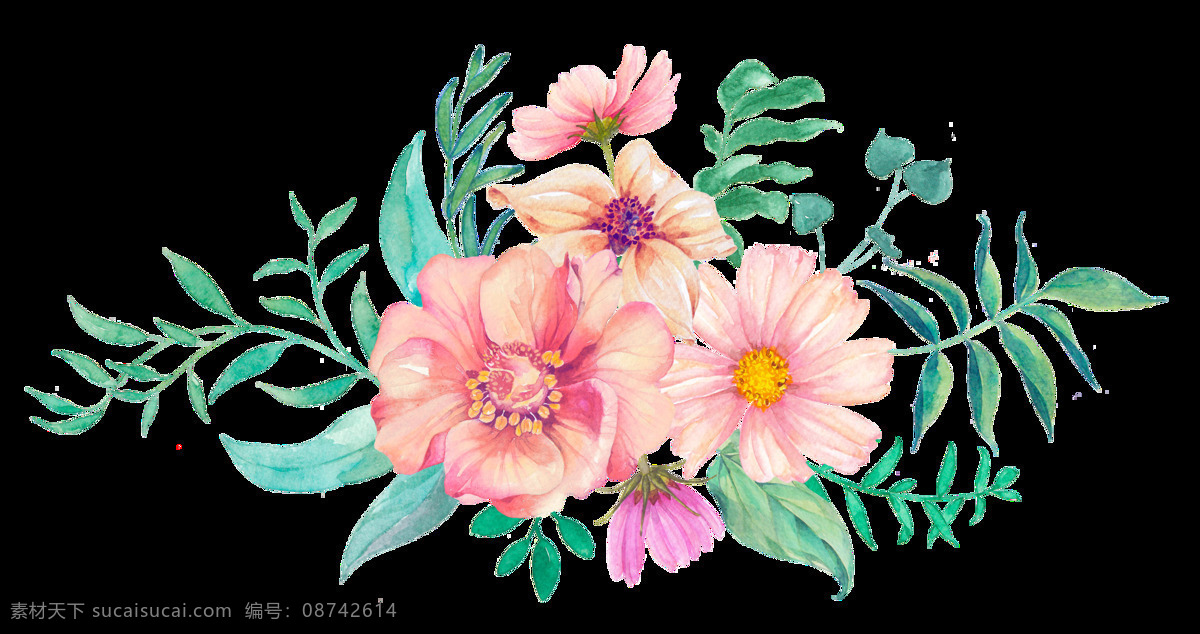 朴素 花卉 卡通 透明 装饰 设计素材 背景素材
