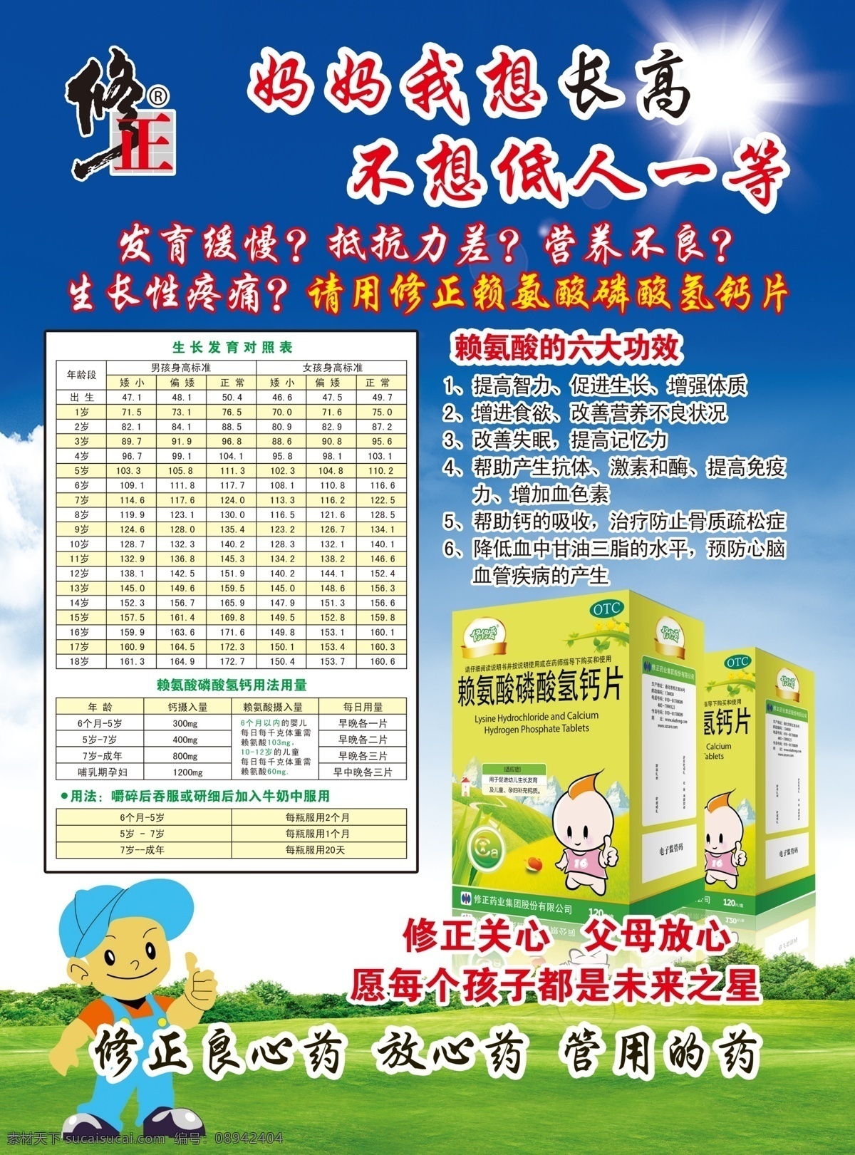 修正赖氨酸 修正牌单页 修正牌彩单 修正促销单 赖氨酸单页