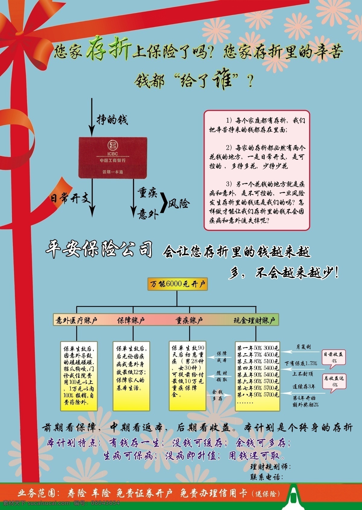 保险彩页 保险 彩带 保险宣传单 彩页 平安保险 分层 源文件