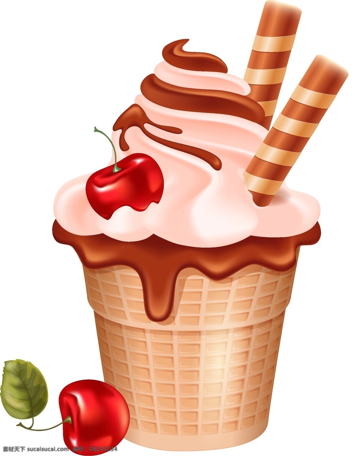 卡通 巧克力 棒 冰淇淋 元素 美味 清凉 樱桃 手绘 巧克力棒 水果 ai元素 矢量元素