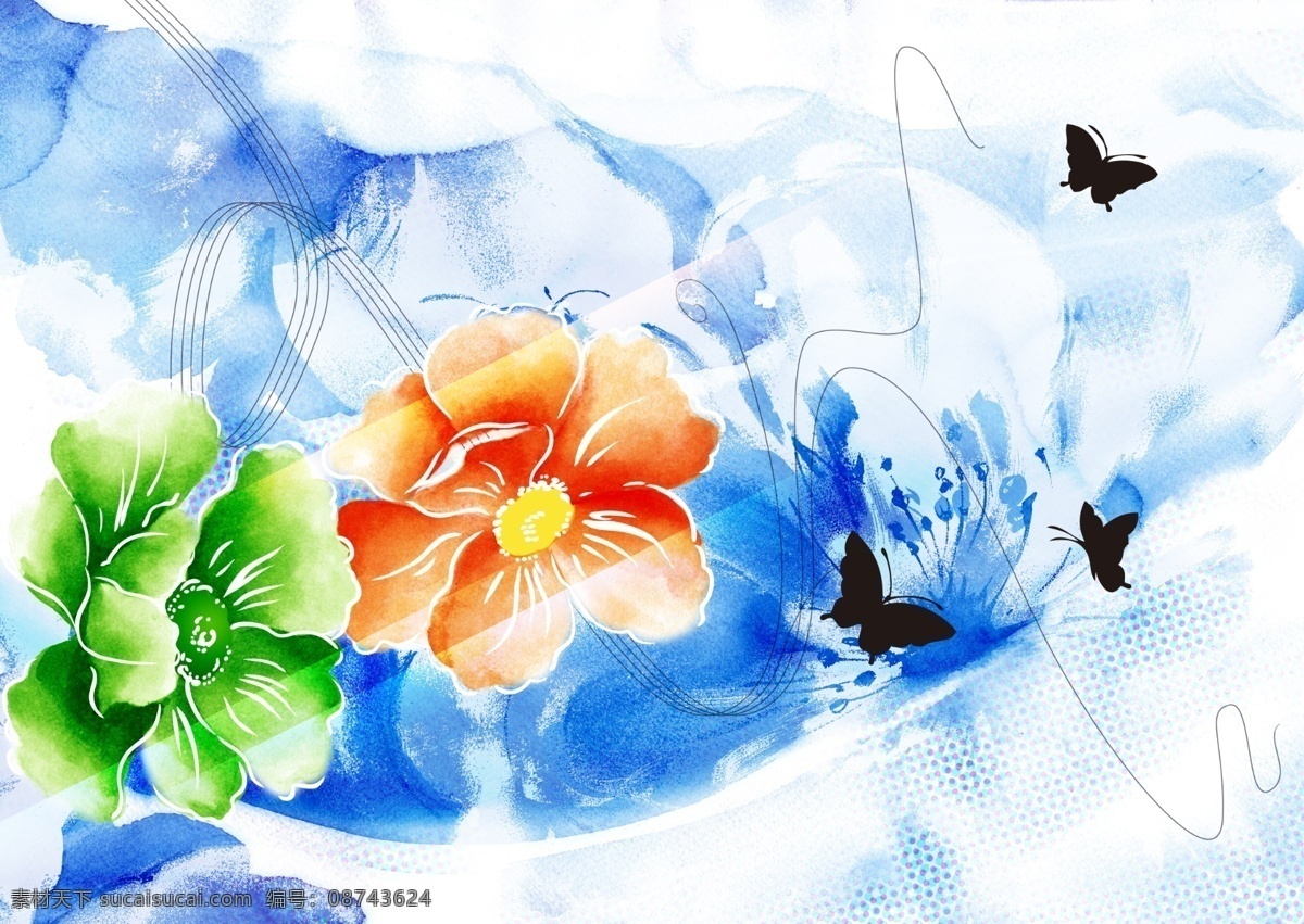 韩国 花朵 绚烂 背景 设计图 花朵设计 绚烂花朵 psd源文件