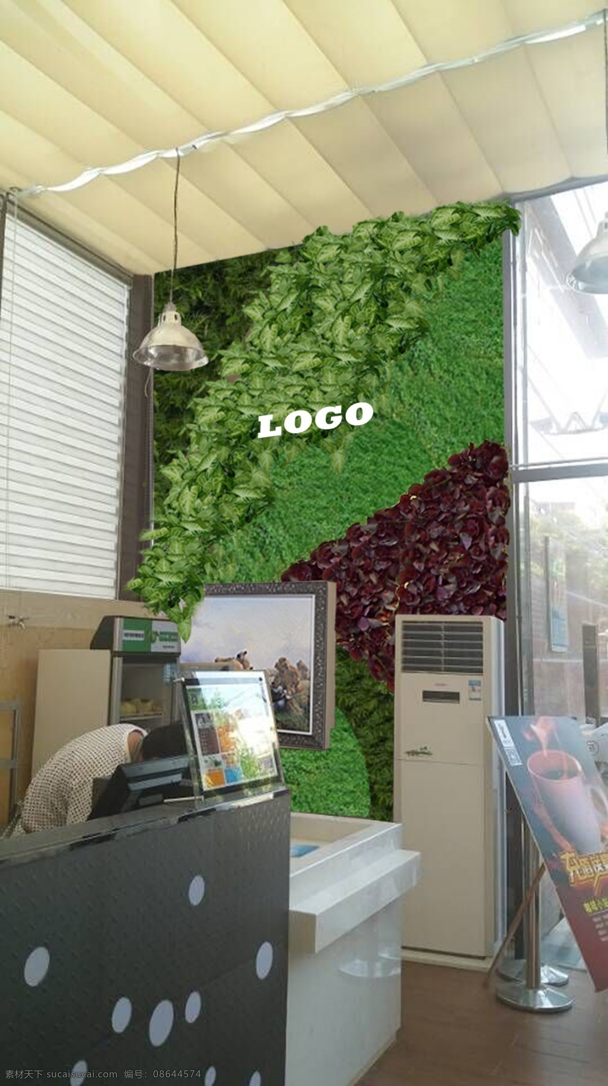 咖啡屋 植物 墙 分层 景观 垂直绿化 室内植物墙 效果图 灰色