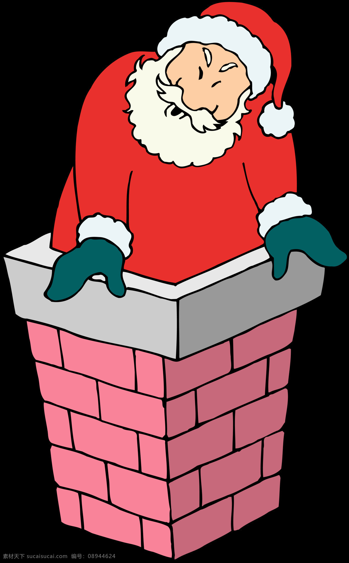 烟囱 圣诞老人 元素 png元素 卡通 免抠元素 圣诞节 手绘 送礼 透明元素