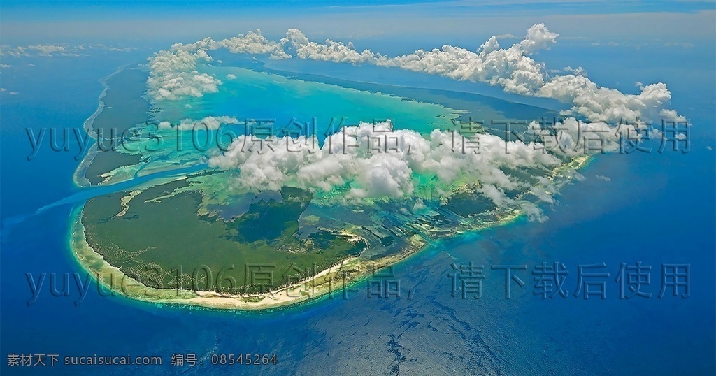 爱心海岛 蓝色 海岛 岛屿 珊瑚礁 云彩 漂浮 深蓝 海蓝 塞舌尔共和国 航拍 壁纸 水 绿色 云朵 蓝天 海上 珊瑚岛 自然景观 自然风景
