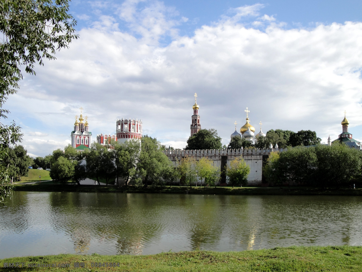 俄罗斯风光 俄罗斯 莫斯科 修道院 河畔 教堂 古建筑 古迹 国外旅游 旅游摄影 白色