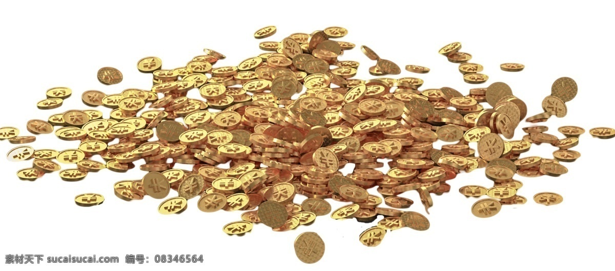 好多 金色 金币 模型