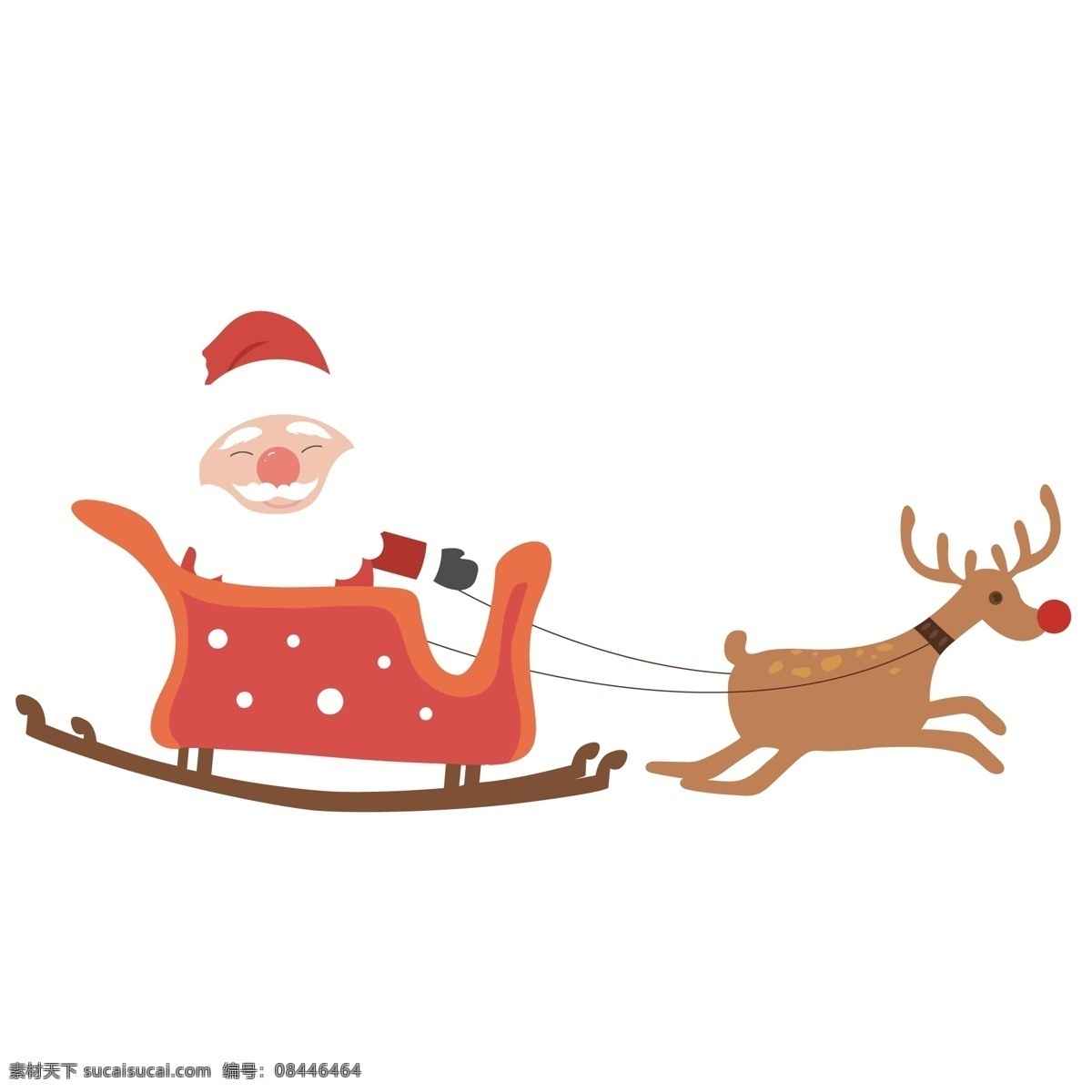 卡通 圣诞老人 驯鹿 雪橇车 装饰素材