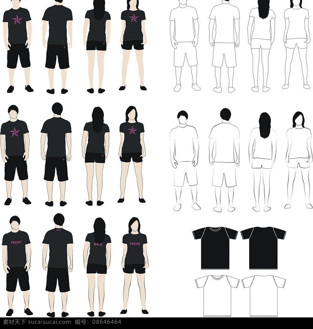 线条人物 线条 人物 拆分图 男女 矢量图 矢量人物 其他人物 矢量图库