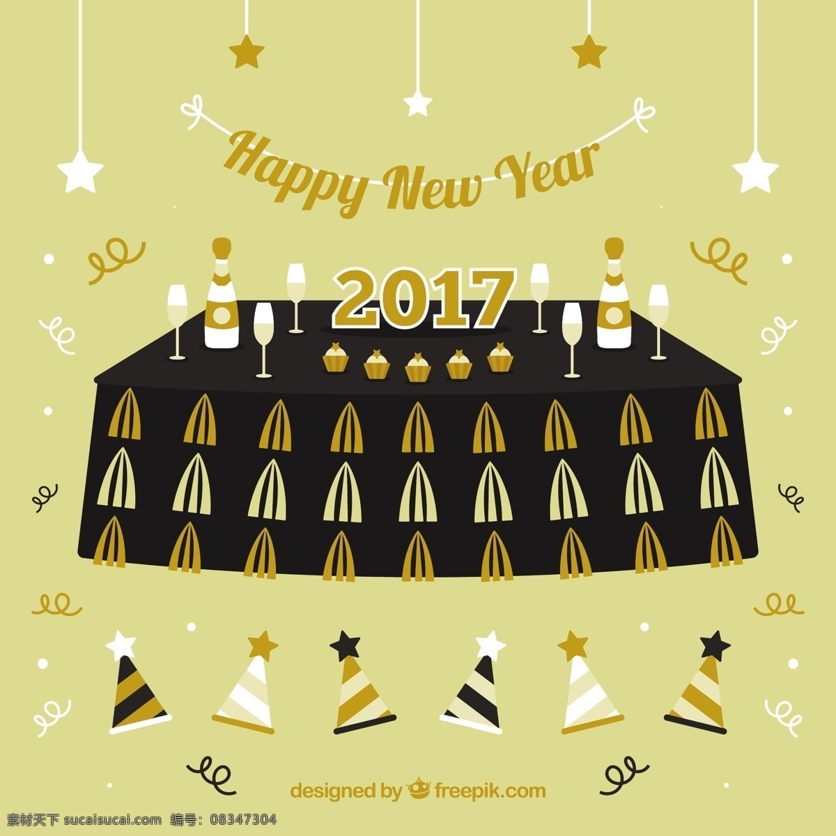 新年 快乐 戴帽子 眼镜 新年快乐