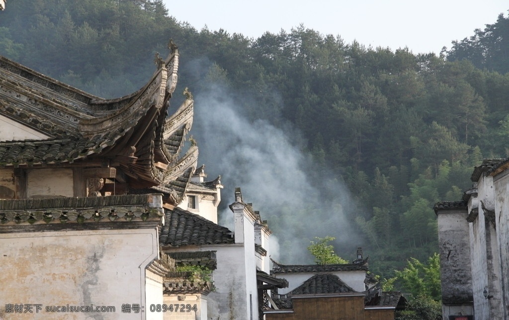 炊烟袅袅 山村 安徽建筑 炊烟 人文景观 旅游摄影