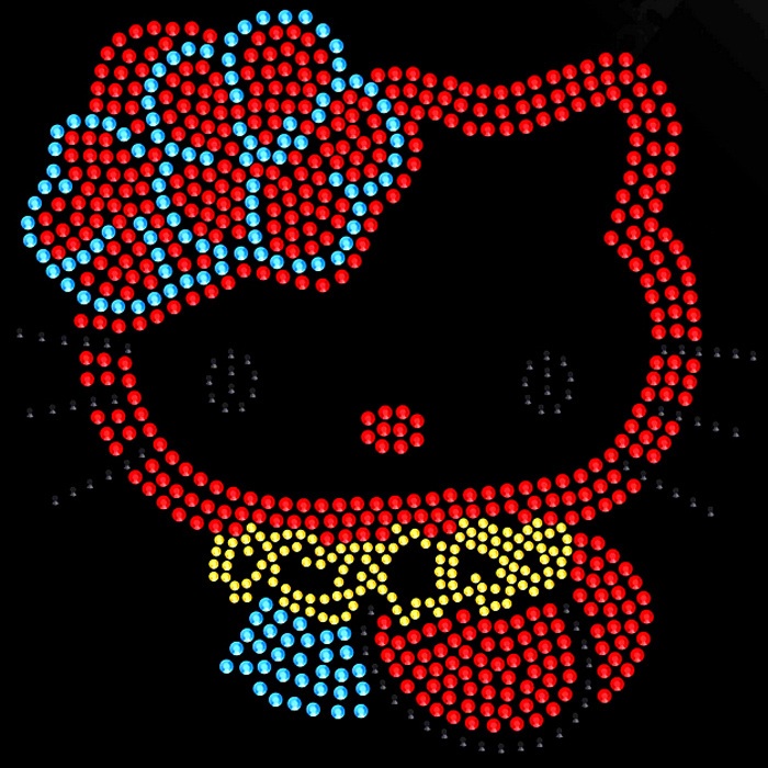 烫钻免费下载 hellokitty 服装图案 花朵 烫钻 小猫 面料图库 服装设计 图案花型