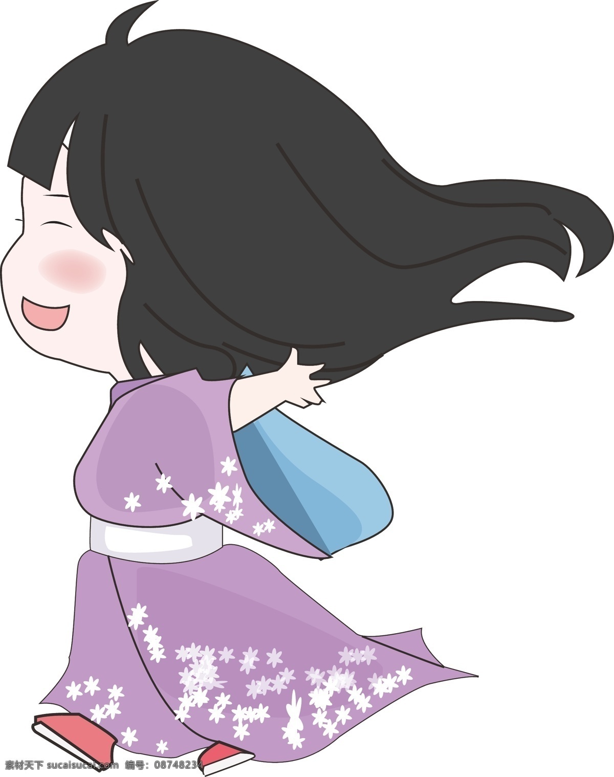 卡通小女孩 春天 清新 活泼 可爱 日系 治愈系 温馨的 小女孩 彩色花花 户外 底纹 动漫卡通人物 动漫动画 动漫人物