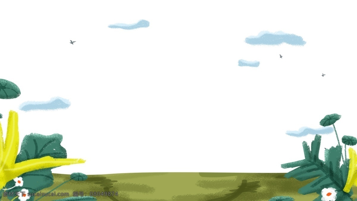 二十四节气 立春 草地 背景 蓝天白云 春天背景 温馨背景 唯美背景 绿草地背景 创意背景 插画背景