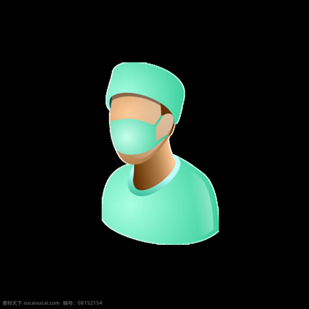 手绘 手术 医生 元素 绿色 衣装 3d 医学