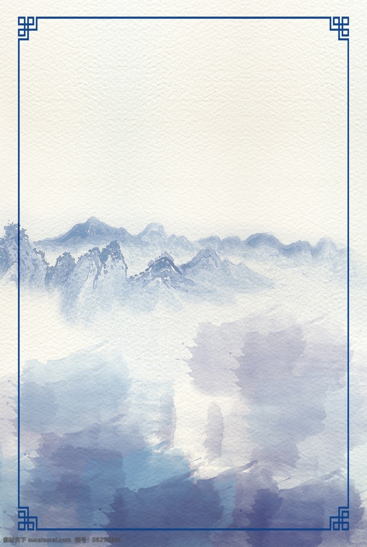 简约 蓝色 中国 风 边框 通用 背景 广告背景 通用背景 元素 方框 几何 简约背景
