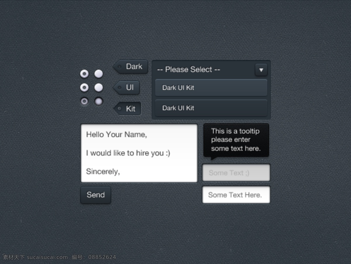 ui 元素 盒 惊人 黑暗 web 标签 创意 高分辨率 接口 免费 清洁 时尚的 现代的 独特的 原始的 质量 新鲜的 hd 用户界面 ui元素 详细的 工具箱 界面设置 集 试剂盒 输入域 插入 下拉 选择 器 单选按钮 工具提示 接触形式 矢量图