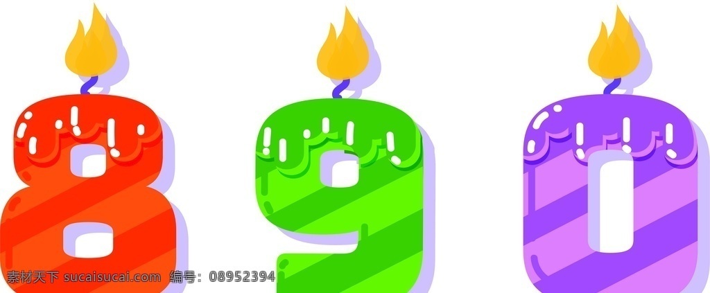 创意 花纹 数字 蜡烛 艺术字 文化艺术 节日庆祝