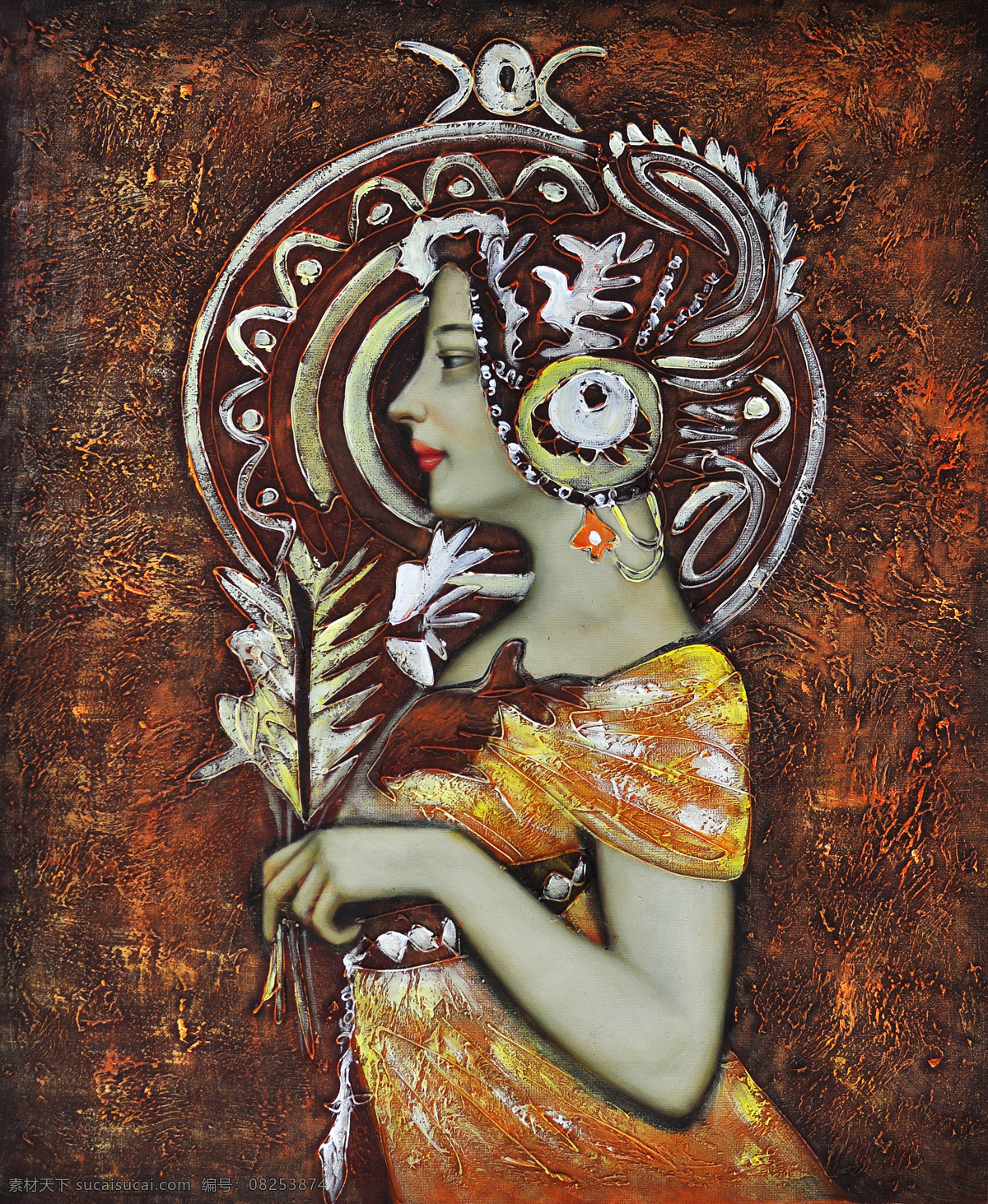 花朵 美女 油画 印象派油画 抽象油画 绘画艺术 装饰画 书画文字 文化艺术