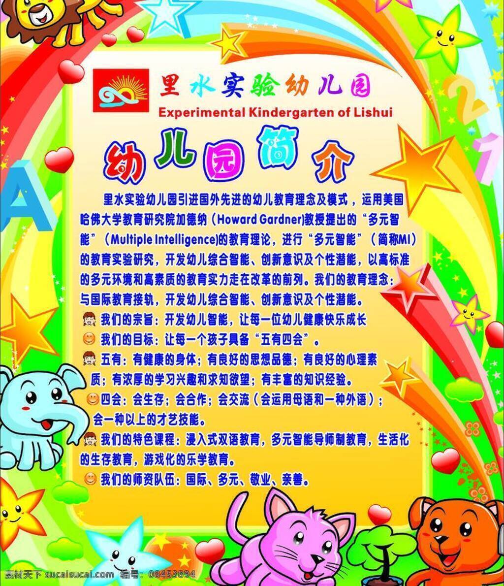 大笨象 卡通模版 卡通星星 狮子 小熊 展板模板 种树 幼儿园 园 简介 矢量 模板下载 其他展板设计