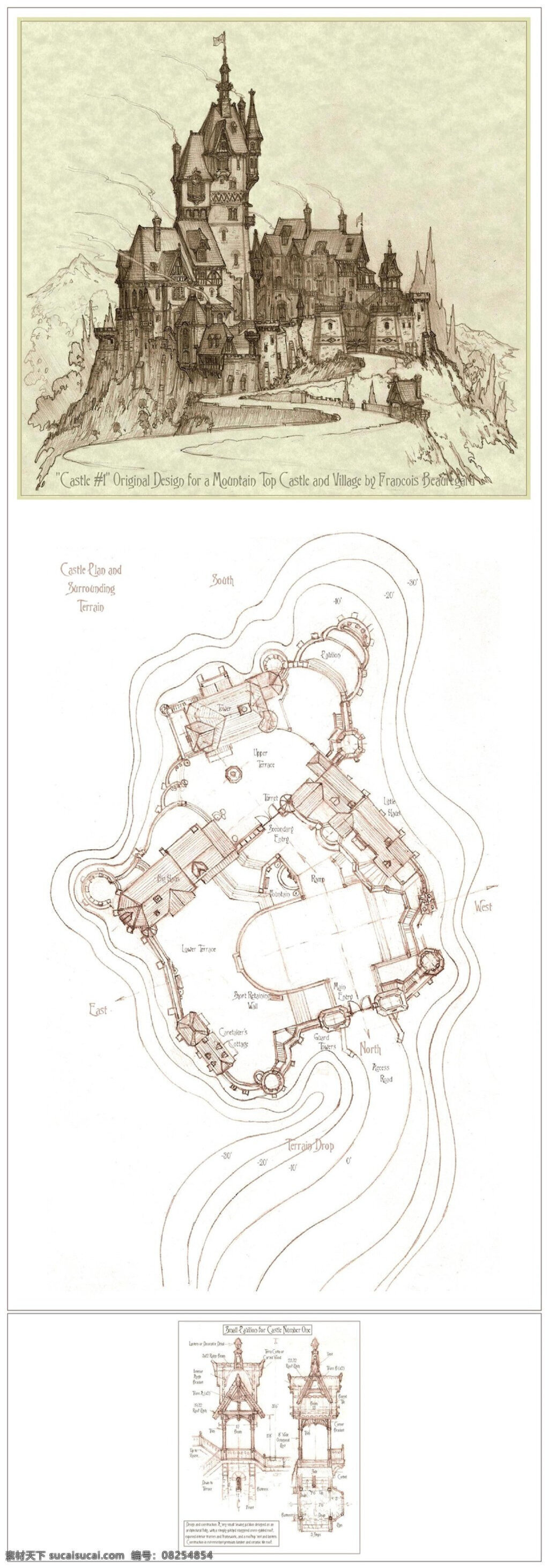 欧式 建筑 效果图 平面图 手绘图 图纸 城堡 建筑施工图 建筑平面图 施工图 欧式建筑 手绘效果图