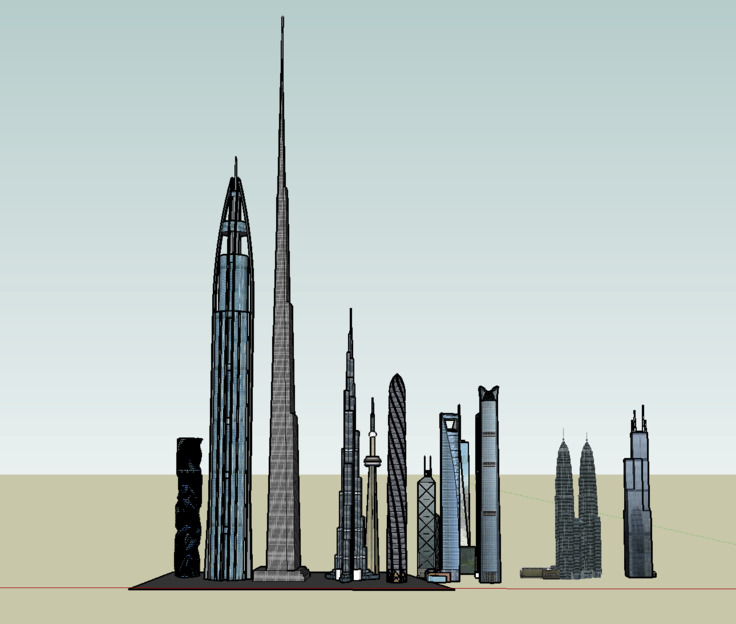 全球 最高 超高层 建筑 sketchup 模型 skp 灰色