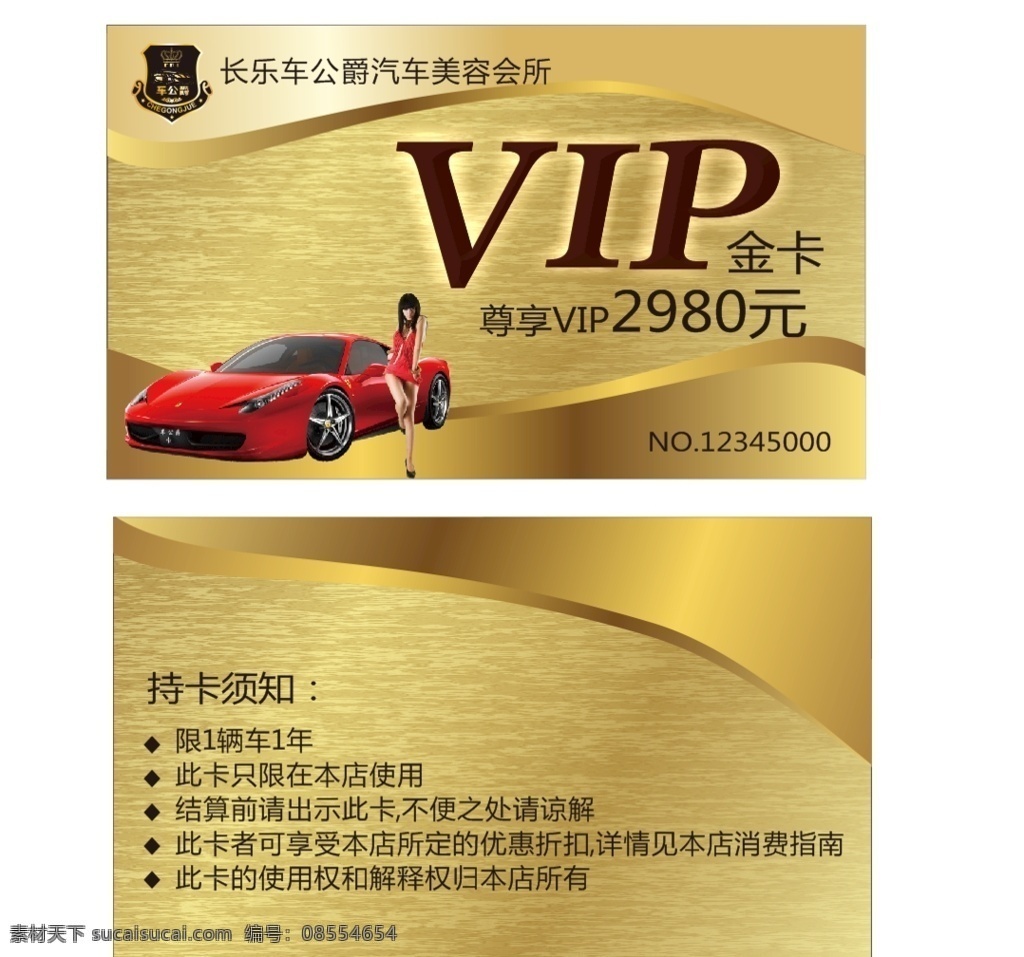 汽车 vip 金卡 豪车 美女 名片卡片